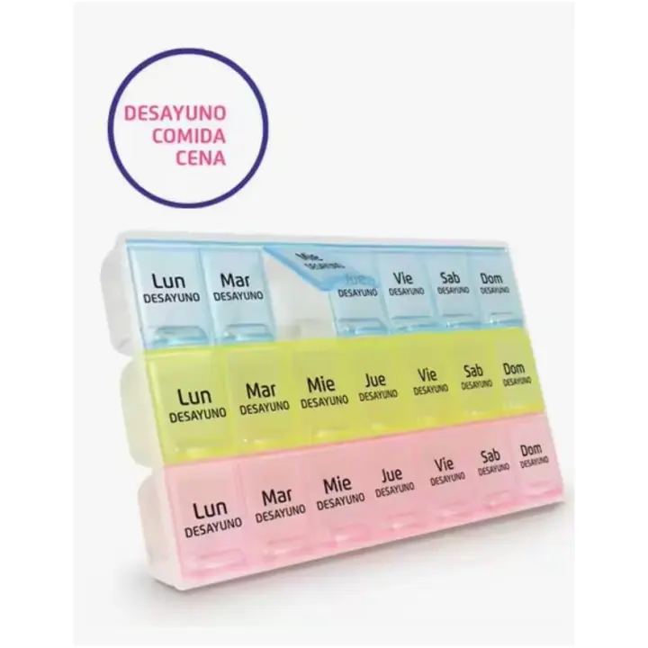 Pastillero semanal 3 tomas o en semanas. organizador de pastillas y medicamentos de forma eficiente. libre de BPA. Antihumedad. - 1