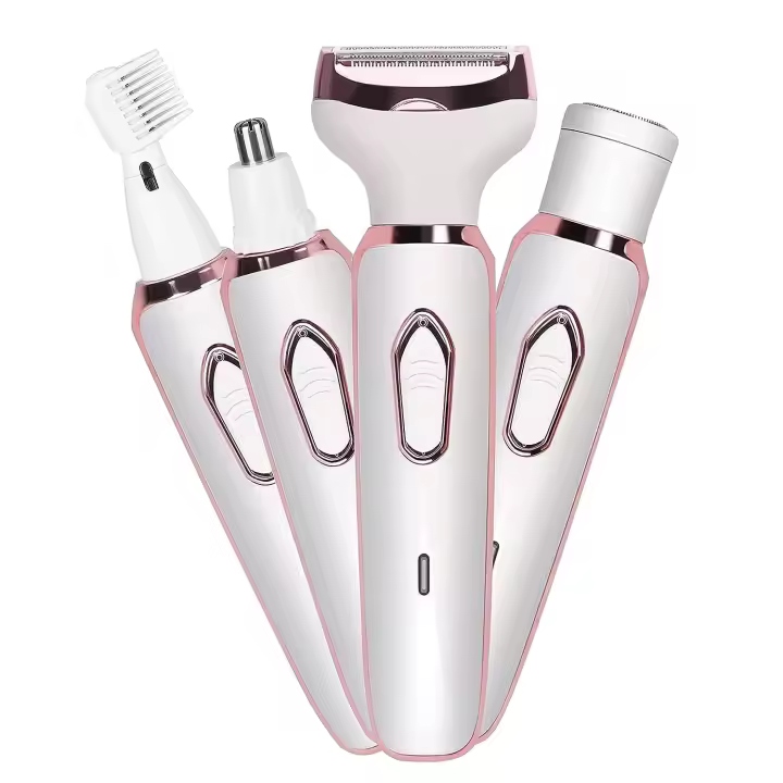 Depiladora corporal con 4 Cabezales PACK | Maquinilla de Depilar de Mujer | Depiladora de Pubis, Piernas, Axilas, Cejas y Nariz | Depiladora Femenina para el Vello corporal | Depiladora íntima sin Dolor | Máquina de Depilar recargable - 1