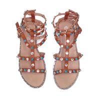EXE_SANDALIA PLANA COLOR CUERO CON TACHAS Y PIEDRAS AZUL TURQUESA - details 1