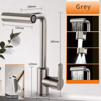 Grifo De Cocina De Acero Inoxidable Con Cabeza De Rociador De Cascada Rotación 360° Agua Caliente Y Fría Mezclador De Fregadero - details 9