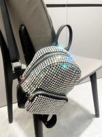 Mochila De Cristal Brillante Diseño Artesanal Lujo Diseñadora Bolso De Mano Para Mujer Material Metálico Con Lining De Poliéster - details 13