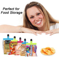 LMETJMA Grande Bolsa De Alimentos Con Clip Plástico Tamaños Variados Sello Tightly Grip Para Café Pan Bolsas KC0327 - details 7