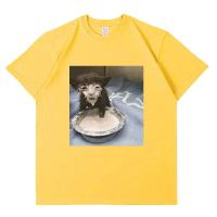 Camiseta De Gato Con Imagen De Meme De Leche Para Hombres Y Mujeres Estilo Casual Humor Extraño Camiseta Gráfica De Algodón Sobredimensionada Moda Streetwear - details 7