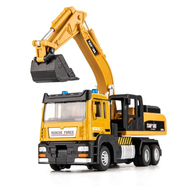 Vehículo De Ingeniería a Escala 1/32 Modelo De Camión Mixer De Cemento Con Luz Y Música Excavadora Con Función De Retroceso Juguete De Metal Para Niños Colección Regalos Amarillo Duradero - 1
