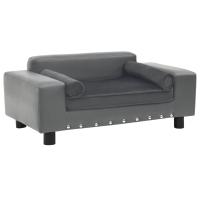 vidaXL Sofá para Perros Felpa y Cuero Sintético 81x43x31 cm Acolchado Color Gris oscuro,  Gris,  Marrón y mas - details 0