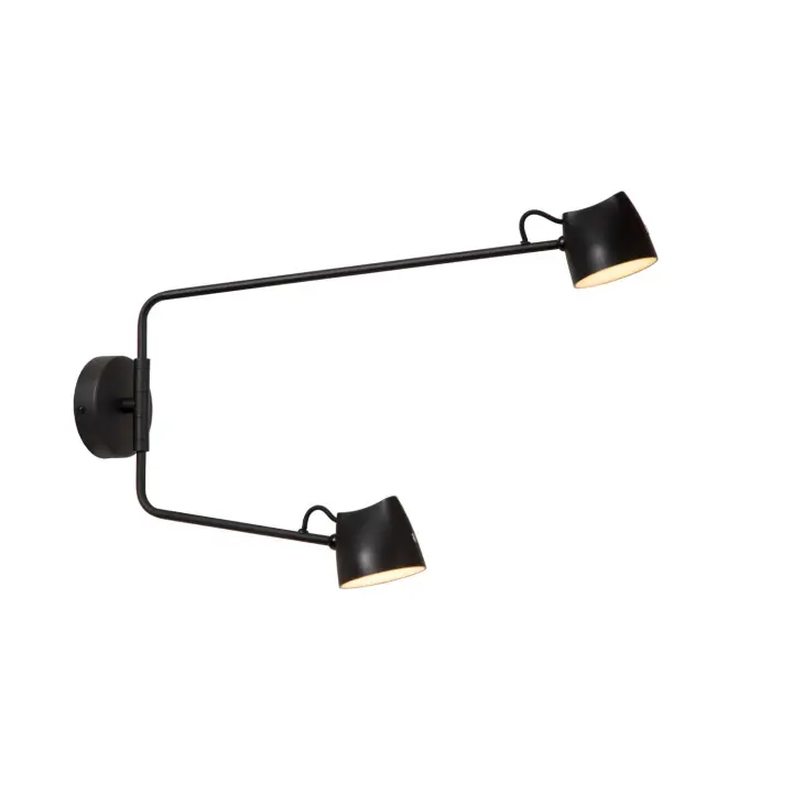 Lucide MILNE - Lámpara de pared - LED Regul. - 2x8W 2700K - Negro - 1