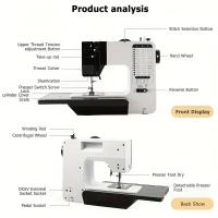 Mini máquina de coser, fácil de transportar, versátil, con 38 patrones de puntadas, adecuada para coser ropa, cortinas, almohadas y muñecas, para satisfacer sus diversas necesidades diarias de costura - details 7