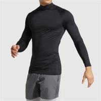 Camiseta De Correr Para Hombre Con Cuello Alto Compresión Manga Larga Secado Rápido Ropa Deportiva Para Gimnasio Y Fitness Estilo T-Shirt Sólido - details 1