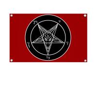 Bandera De Poliéster Para Exteriores Con Cuatro Agujeros Estilo Aestético Baphomet Iglesia Del Diablo Decoración De Habitaciones - details 3