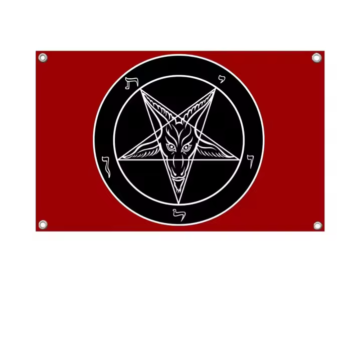 Bandera De Poliéster Para Exteriores Con Cuatro Agujeros Estilo Aestético Baphomet Iglesia Del Diablo Decoración De Habitaciones - 1