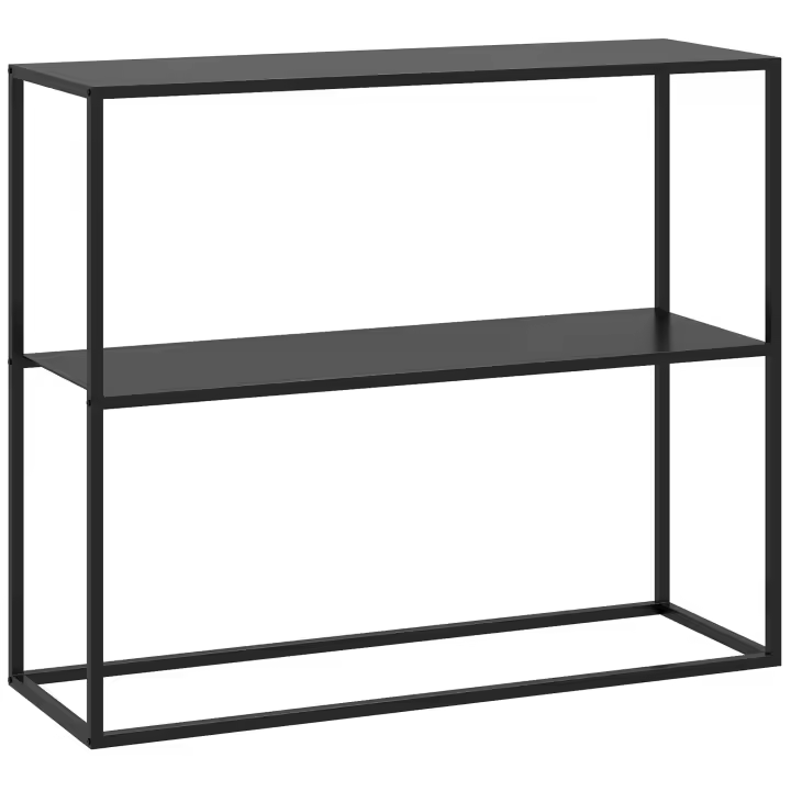 HOMCOM Mesa de Consola Estilo Industrial Mesa de Entrada con Estante Marco de Acero y Antivuelco Mueble de Recibidor para Salón Pasillo Carga 20 kg 90x30x75 cm Negro - 1