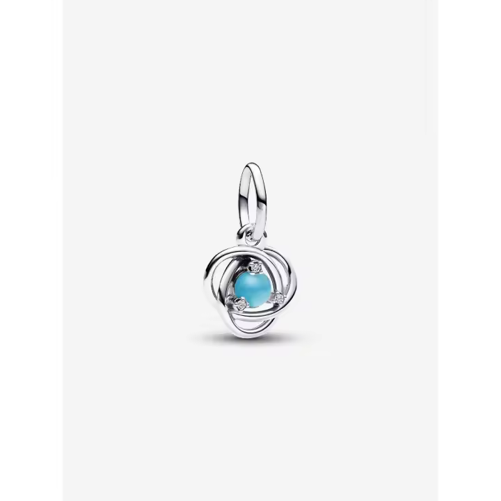 Pandora - Charm Colgante de Círculo de eternidad Azul Turquesa-Plata de Lei - 1