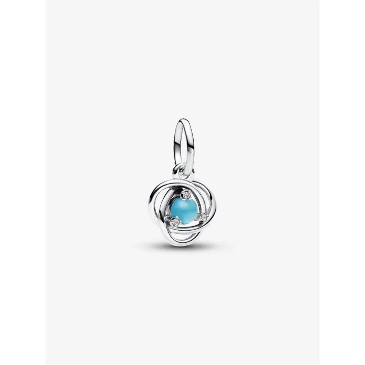 Pandora - Charm Colgante de Círculo de eternidad Azul Turquesa-Plata de Lei - 1