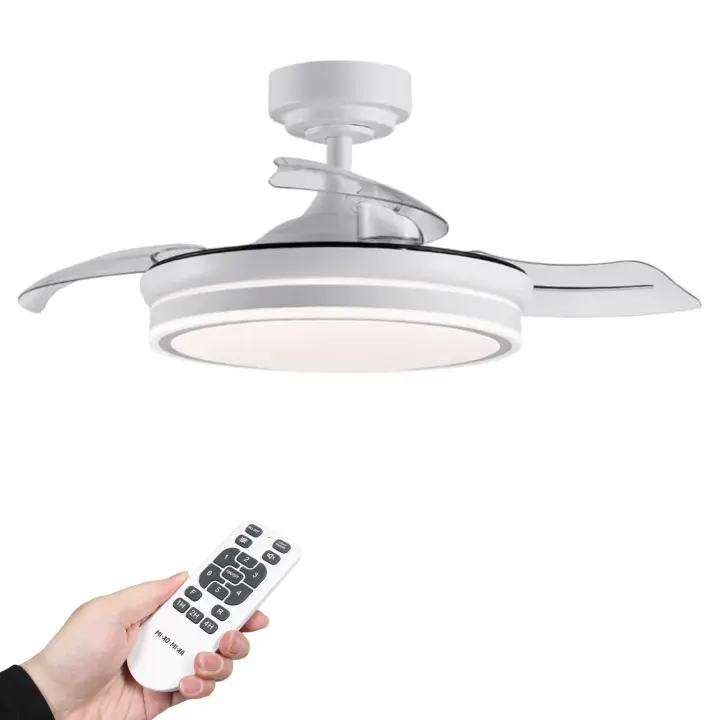 Ventilador de techo con luz LED 36W en 3 Temperaturas de Luz con Mando a Distancia -Motor DC Eficiente y Silencioso, 3 tonalidades, aspas desplegables retráctiles, 6 velocidades, control remoto, memoria, temporizador (ventilador-001 6990 D7) - 1