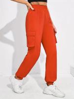 Women's Casual Workwear Sweatpants High-Waisted Loose Fit Solid Color with Belt And Pockets mid Waist Ankle-Length Polyester - details 13