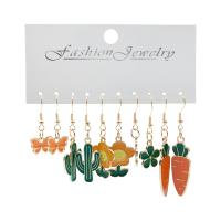 5 Pares De Pendientes Colgantes De Aleación De Zinc Con Diseño De Zanahoria Flor Y Cactus Para Niñas Joyas Moda Y Encanto - details 5