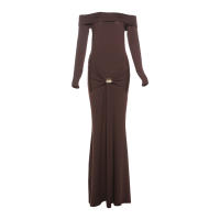 Vestido Elegante De Fiesta Nibber Con Cinturón Metálico Y Corte En El Cuello Ajustado Con Manga Larga Y Ajustado Para Cumpleaños Y Noches Saludables - details 1