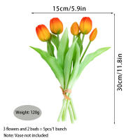 5pcs Arreglo De Tulipes Artificiales En Silicona Para Decoración De Fiestas Centro De Mesa De Sala De Estar Disposición Floral - details 2