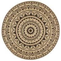 vidaXL Alfombra de yute tejida a mano estampado marrón oscuro en diámetro 90 cm/150 cm/120 cm - details 0