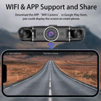 Cámara De Coche DVR Con WiFi GPS FHD 4 Lentes 1080P Grabadora De Video Nocturna Visión Negro Bocina Monitorea De Aparato 24H Park - details 2