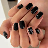 ARTAUG Uñas Postizas De Presión En Forma De Cuadrado Tamaño Medio Negras 24 Piezas Para Mujeres Y Niñas Decoración De Uñas Con Colores Candy Accesorios De Belleza - details 0