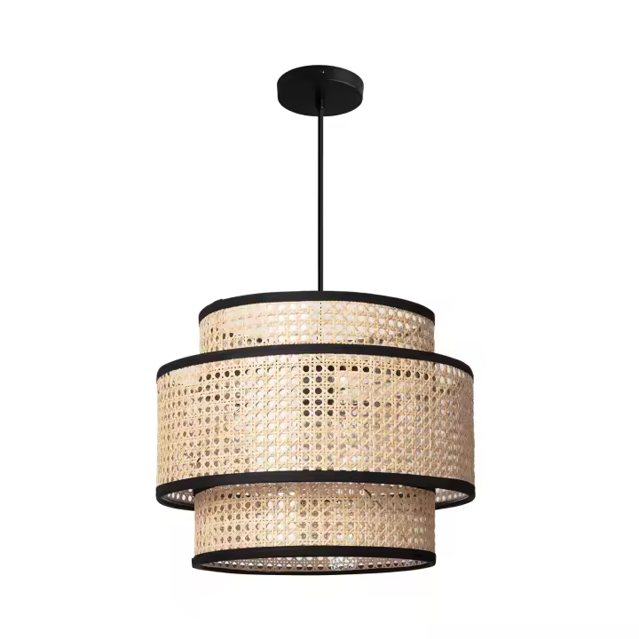 Ledkia Lámpara Colgante Ratán Huela Triplo Natural - 1