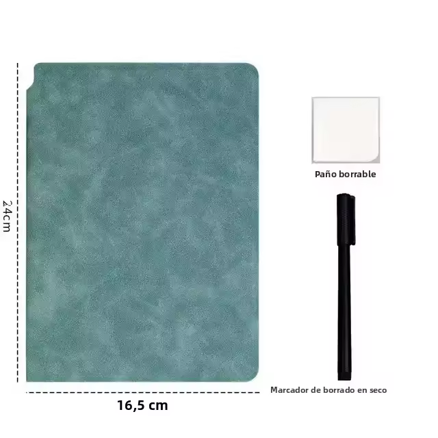 Set De Cuaderno Blanco Reutilizable A5 Con Bolígrafo Y Paño De Limpieza Portátil Planificador Semanal Cuaderno De Memoria De Cuero Estilo Elegante Para Oficina - 1