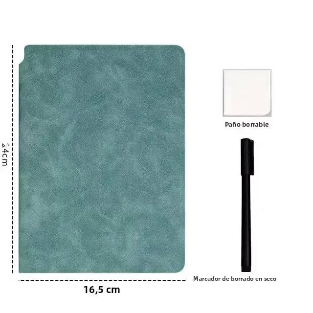 Set De Cuaderno Blanco Reutilizable A5 Con Bolígrafo Y Paño De Limpieza Portátil Planificador Semanal Cuaderno De Memoria De Cuero Estilo Elegante Para Oficina - 1