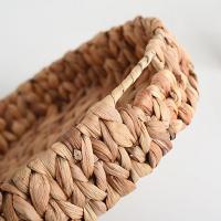 Cesta De Paja Tejida a Mano Para Frutas Té Aperitivos Pan Caja De Almacenamiento Redonda De Hyacinth De Bambú - details 5