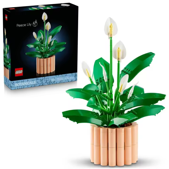 LEGO® 11504 Botanicals Lirio de la Paz - Planta de Interior con Maceta Artificial, Decoración del Salón y Dormitorio, Maqueta para Adultos con Flor y Capullos Blancos - 1