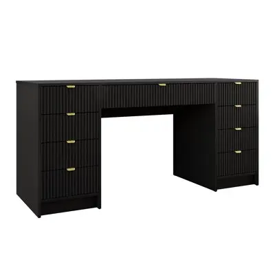 Mesa de oficina Comfivo J111 , Muebles ES, Con cajones, Negro, 154 x 76 x 55cm - 1