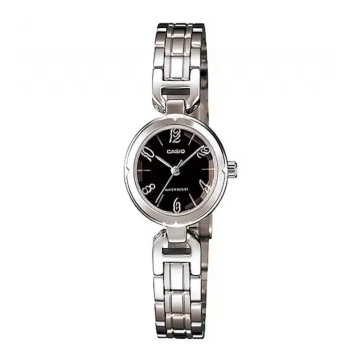 Casio Ltp-1373d-1adf Reloj De Pulsera Analógico Para Mujer Color Plateado Esfera Negra Cristal Biselado LTP1373D1A - 1