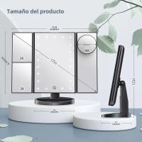 Espejo De Maquillaje LED Trifold Con Pantalla Táctil Iluminado Y Magnificación 1x/2x/3x Estación De Trabajo USB Para Belleza - details 2