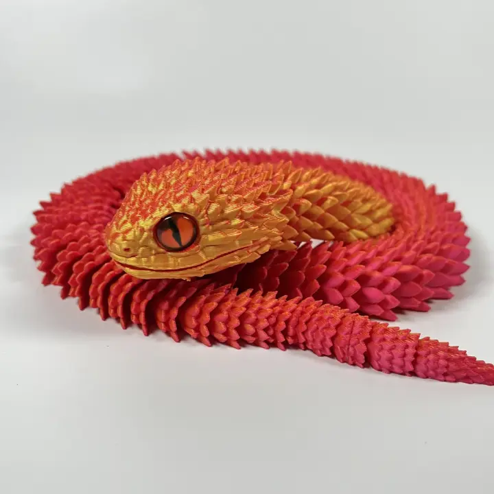Decoración 3D Imprimida De Serpiente Viper 63cm Figuras Luminosas Con Articulaciones Móviles Modelos Animales Que Pueden Balancín Juguetes Para Estante De Casa - 1