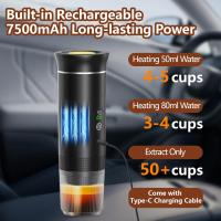 Cafetera eléctrica portátil, cafetera para automóvil para viajes y campamentos, cafetera que funciona con baterías compatible con café molido y cápsulas, color negro - details 4