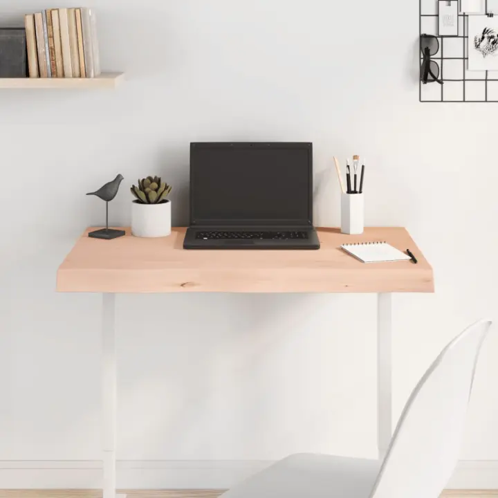 vidaXL Tablero de mesa madera maciza roble sin tratar 80x50x(2-6) cm - 1