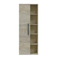 Meimon Columna para colgar con 1 puerta, 3 estantes interiores regulables y 4 estantes exteriores fijos, tablero melaminizado E1 (15 mm), cantos PVC (0,6/1,2 mm), tirador aluminio negro mate, 135x51x25 cm, carga máx. 15 kg - details 0