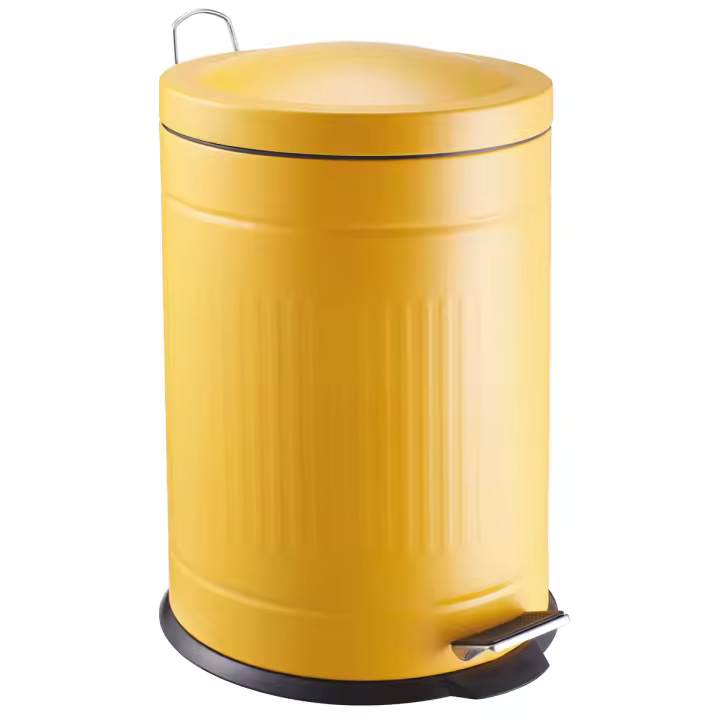 Cubo metal "step" amarillo-naranja 20L. (cubeta extraible) - Base de goma para ambientes húmedos - Acabado mate - Asa de transporte - Cubo de plástico extraíble fácil de limpiar - Tamaño: Ø29,5xH46cm - 1