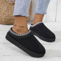 Botas De Piel Sintética Con Tacón Bajo Y Suela Gruesa Para Invierno 2024 Estilo Étnico Botines De Plush Adecuadas Para Mujer - details 0