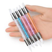 Set De 5 Pinceles De Uñas Con Punta De Dots Y Silicona Para Arte De Uñas Colores Cristalinos Doble Cabeza Herramientas De Manicura DIY Con Diseño De Flores - details 2