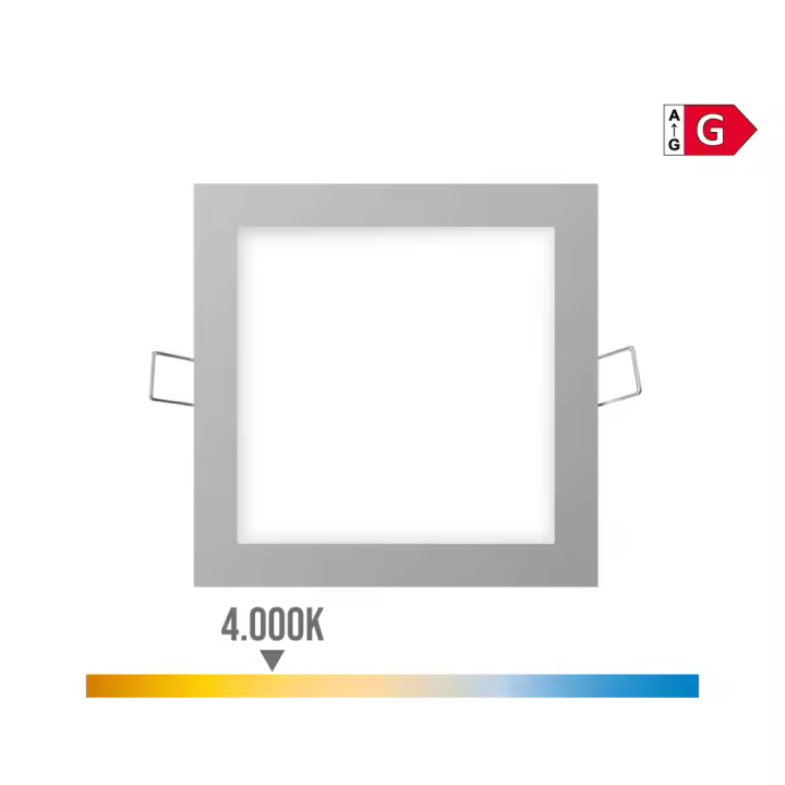 MINI DOWNLIGHT LED EMPOTRABLE CUADRADO 6W 4000K LUZ DIA. COLOR CROMO 11,7x11,7cm EDM - 1