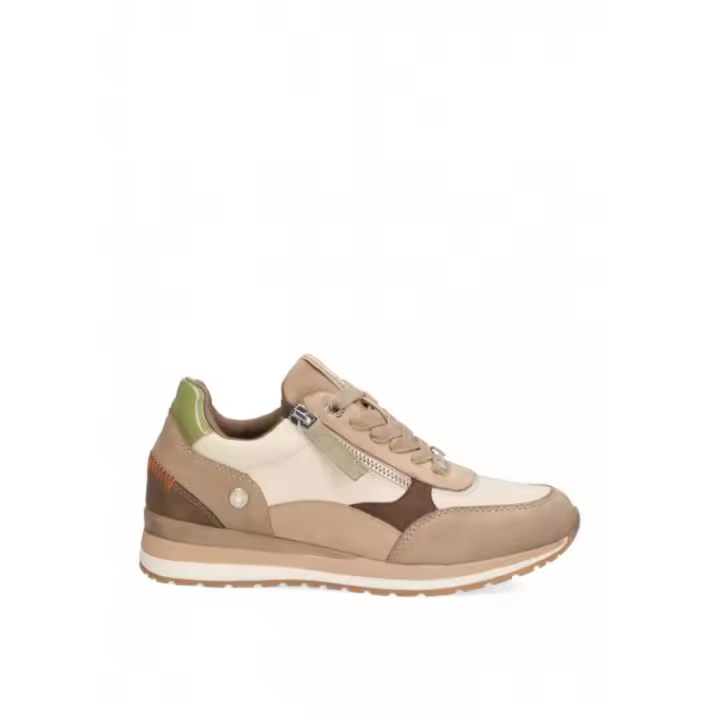 171401 Refresh Deportiva mujer tipo casual fabricada en material imitación piel en varias texturas color beige, cierre mediante cordones y cremallera lateral, plantillas extraíbles. - 1