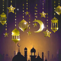 Decoración De Fiesta Aladdin Con Lámpara De Estrella Dorada Y Crescent Moon 16pcs Guirnalda De EID Ramadan Banderín Colgante Para Cumpleaños Y Fiesta De Eid - details 0