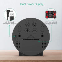 Reloj De Alarma Digital LED Viaje Dual 12/24H Snooze Mostrador Bedside Moderno Circular Pantalla LED Reloj De Mesa - details 2