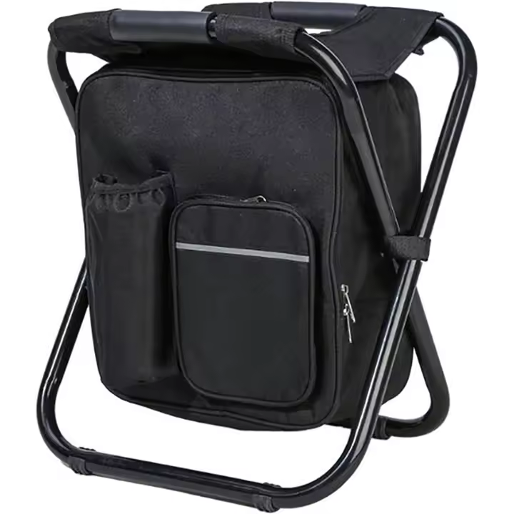 Silla Mochilero Plegable 2 en 1 Bolsa Refrigeradora Portátil al Aire Libre Asiento de Picnic para Senderismo Taburete de Jardín BBQ Taburete Compacto Capacidad de Carga 100 Kg - 1
