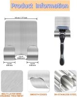 Ganchos para Maquinilla de Afeitar,4 Piezas Ganchos Adhesivos 3M Para Pared,Acero Inoxidable Soporte para Afeitadora de Ducha para Cocina,Baño - details 0