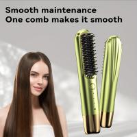 Planchas del pelo，Alisador de pelo eléctrico, verde oliva con acentos dorados rosados, herramienta de alisado cerámico con 3 ajustes de temperatura, batería de litio recargable USB de 4000mAh, estilizador de pelo portátil de 22W, regalo ideal para mujeres - details 0