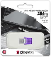Kingston DataTraveler microDuo 3C Unidad Mini Pincho Pendrive Flash Memoria USB 64GB / 128GB / 256GB USBGen 3, USB 3.2 USB-C OTG, Type-C y Type-A, Morado - details 1