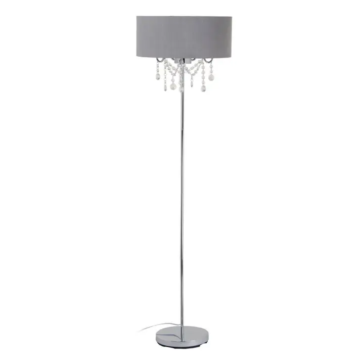 Lola Home Lámpara de pie araña de cristal y metal gris de Ø 44x161 cm - 1