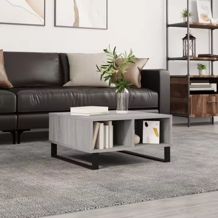 vidaXL Mesa de centro madera de ingeniería gris Sonoma 60x60x30 cm - 1